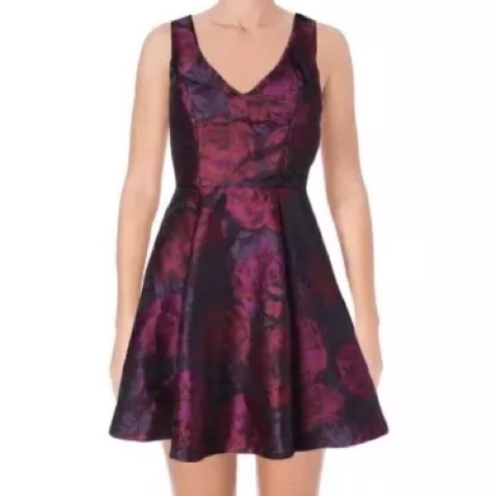 Aqua Brand Brocade Multicolor Skater Dress Size XS
